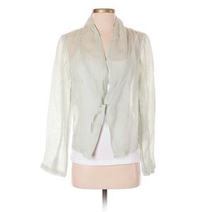 Eileen Fisher 100% Linen Seafoam Green Cardigan